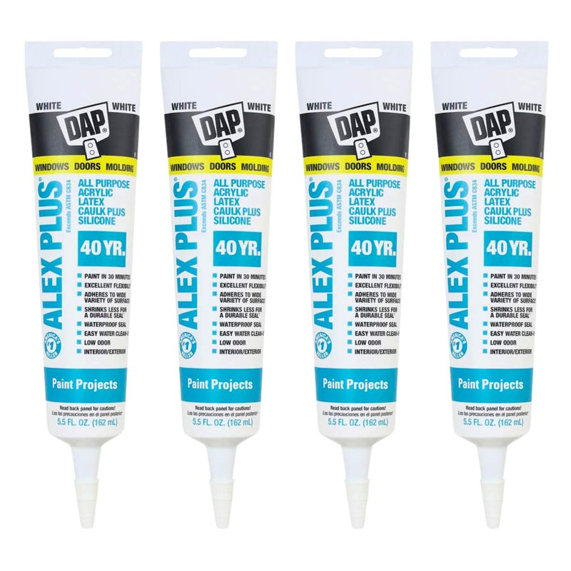 Dap CAULK ALEX + W&D WHT 5.5OZ, Pack of 4 - Image 1
